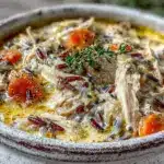 creamy crockpot chicken wild rice soup - featured image