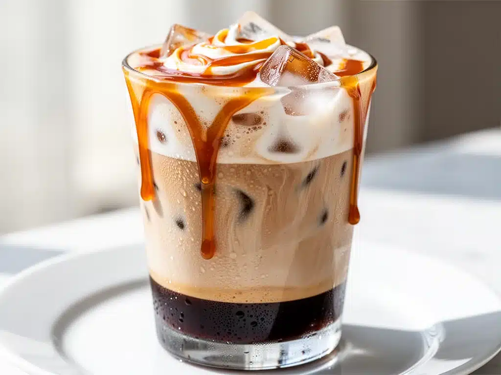 creamy iced caramel macchiato - featured image
