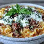 creamy lasagna soup with ricotta dollops - featured image