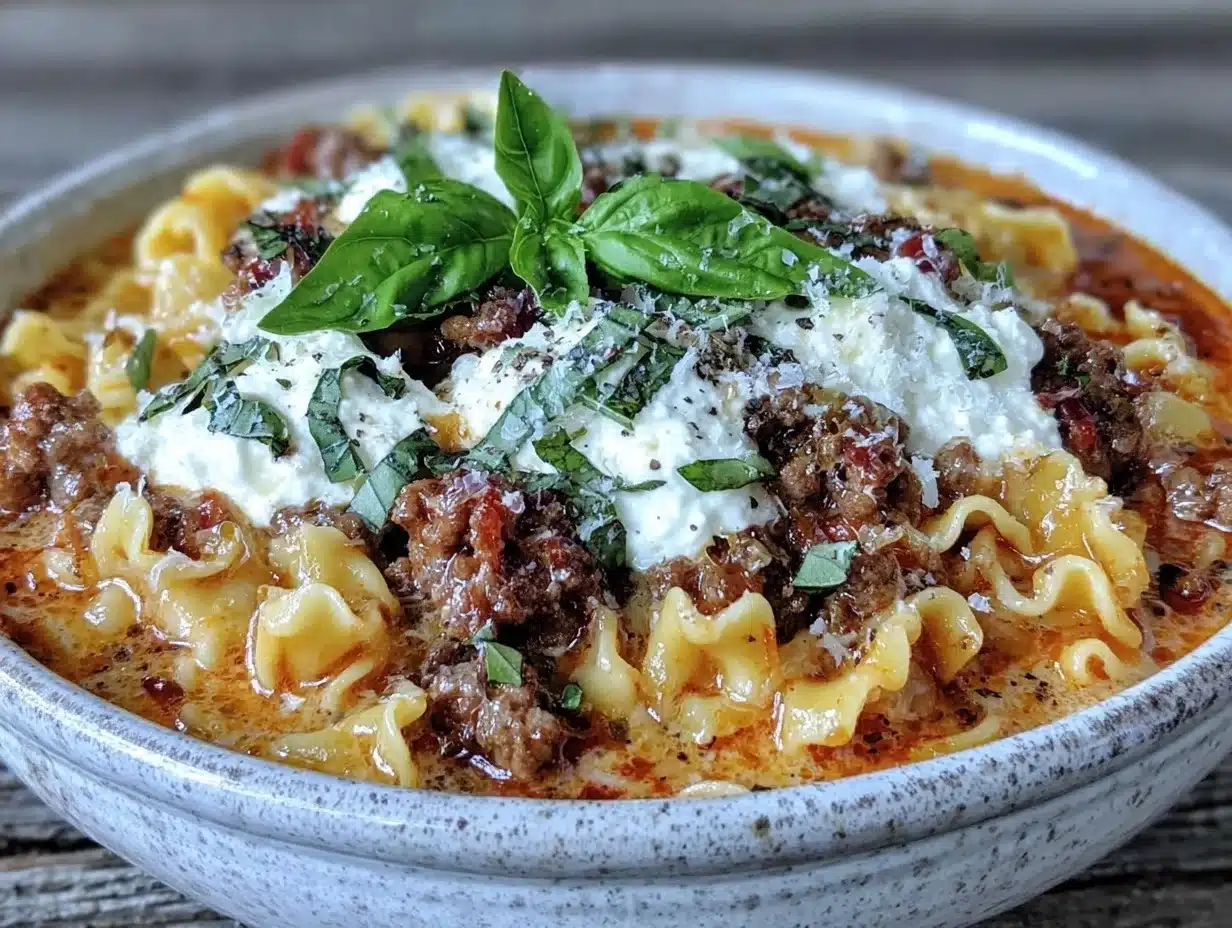 Home 3 creamy lasagna soup with ricotta dollops - featured image