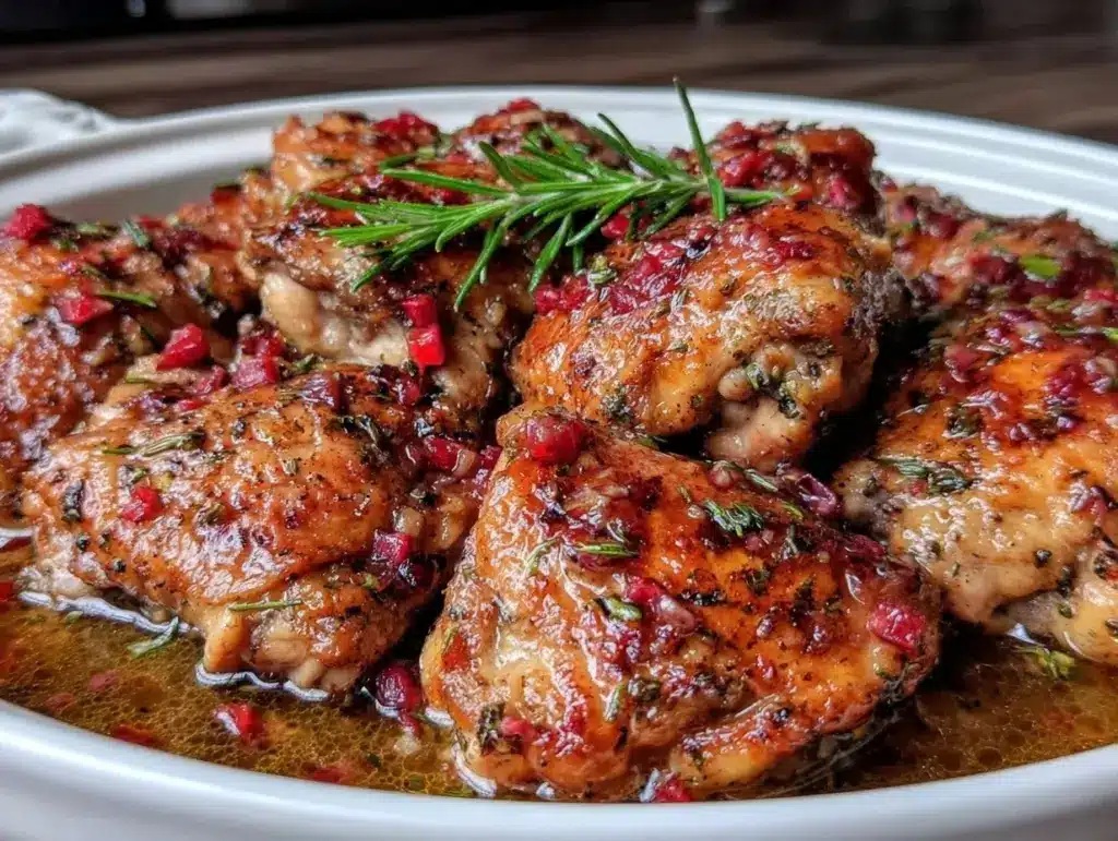 easy crockpot honey garlic chicken thighs - featured image