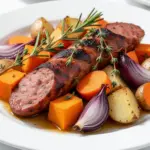 fall sausage sheet pan dinner - featured image