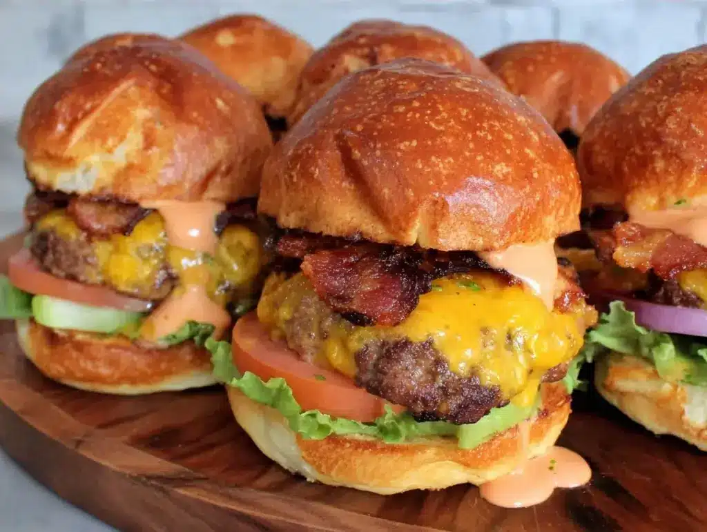 football tailgate bacon cheeseburger sliders - featured image
