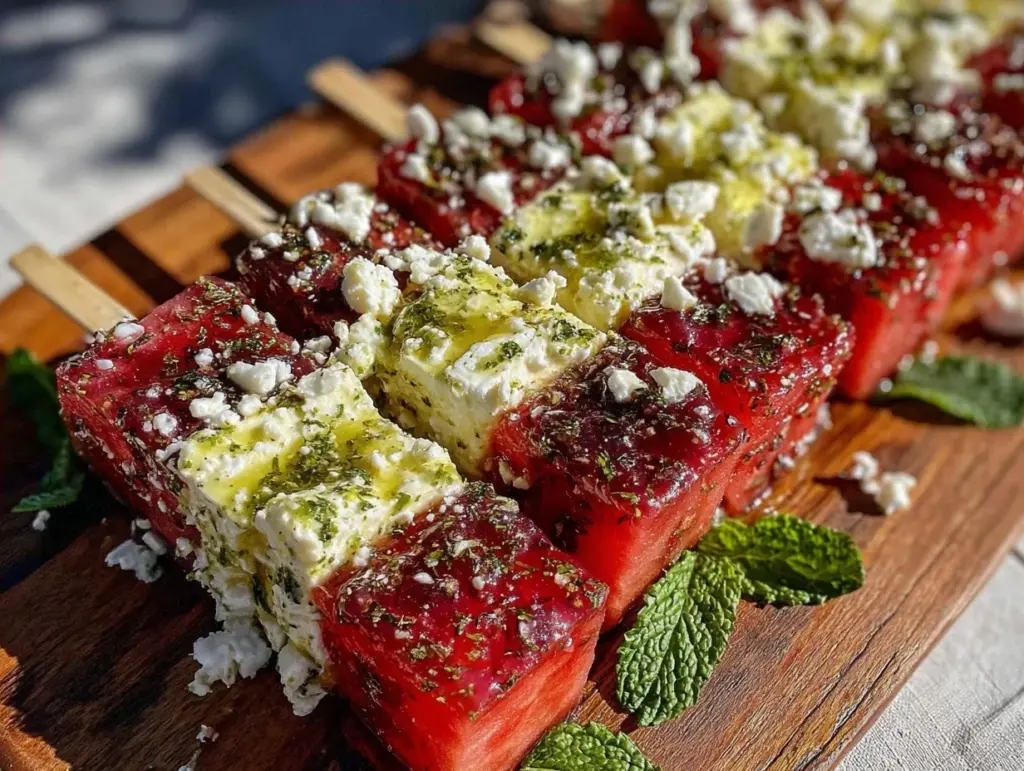 gluten-free watermelon feta skewers - featured image