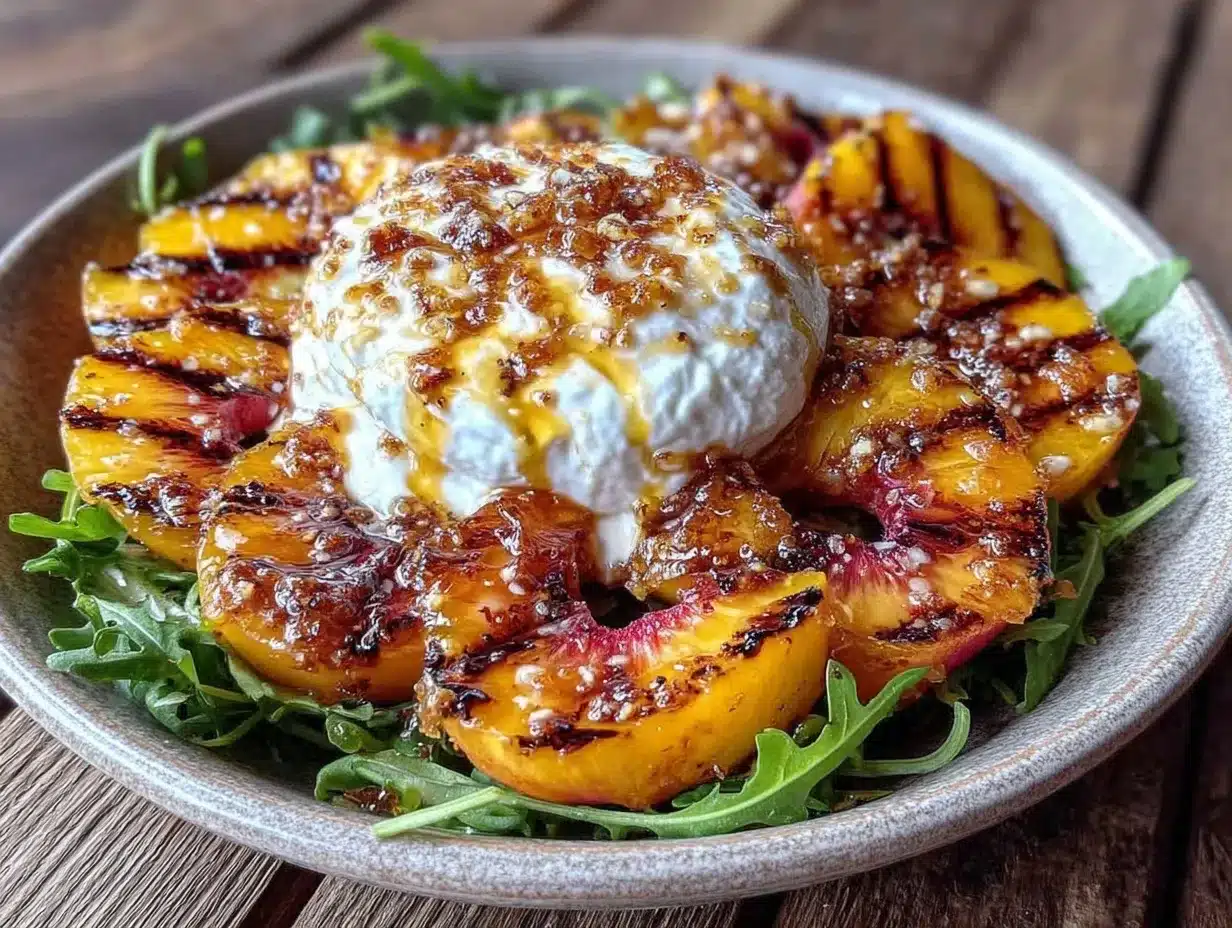 Grilled Peach Burrata Salad: 15 Min Easy 5pm Dinner 4 Grilled Peach Burrata Salad preparation steps
