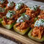 Healthy Buffalo Chicken Celery Boats - featured image