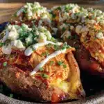 High-Protein Buffalo Chicken Stuffed Sweet Potatoes - featured image