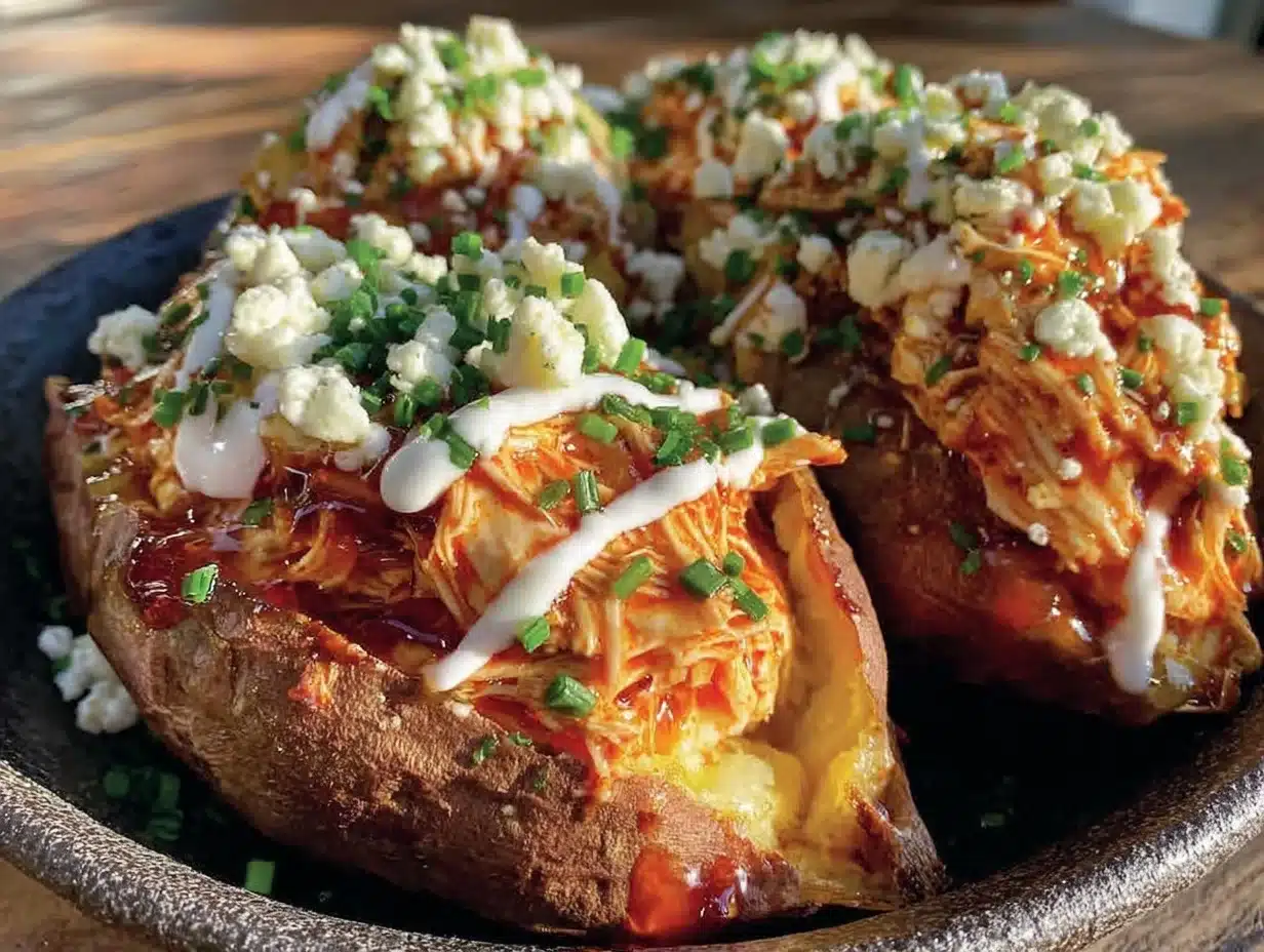 Home 2 High-Protein Buffalo Chicken Stuffed Sweet Potatoes - featured image