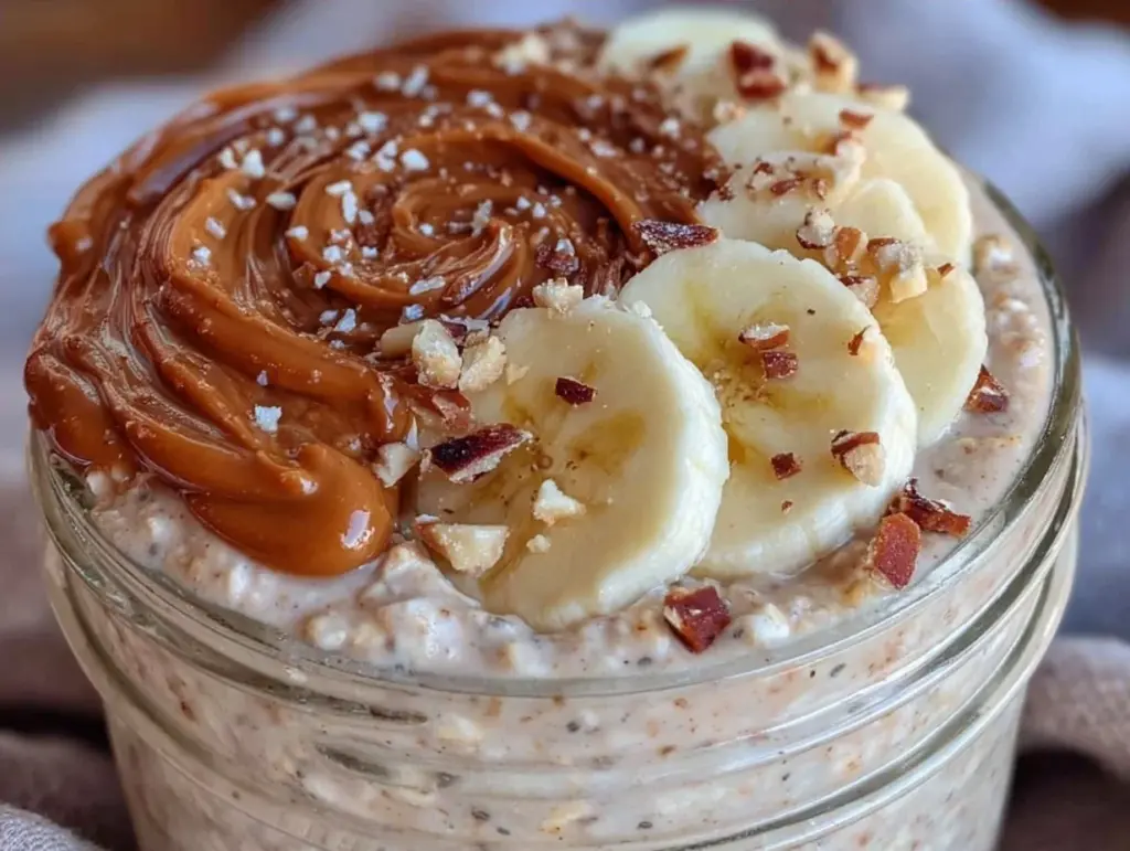 Kid-Friendly Creamy Peanut Butter Banana Overnight Oats - featured image