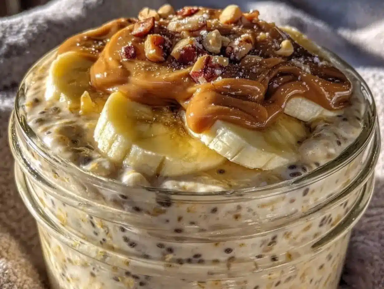 Kid-Friendly Creamy Peanut Butter Banana Overnight Oats: 3 Easy Steps 4 Kid-Friendly Creamy Peanut Butter Banana Overnight Oats preparation steps