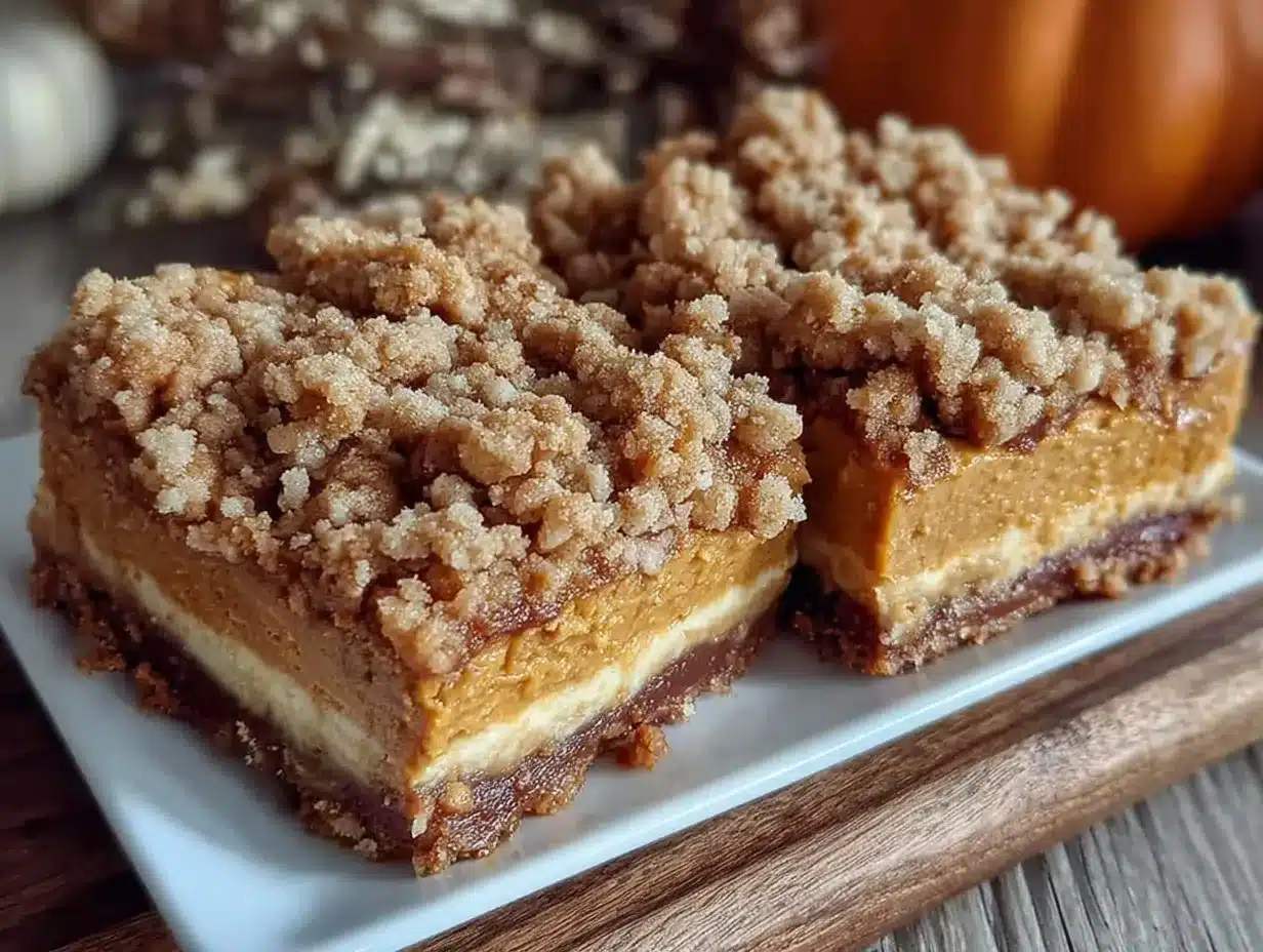 Creamy Fall Pumpkin Cheesecake Bars with Streusel Topping 4 pumpkin cheesecake bars preparation steps