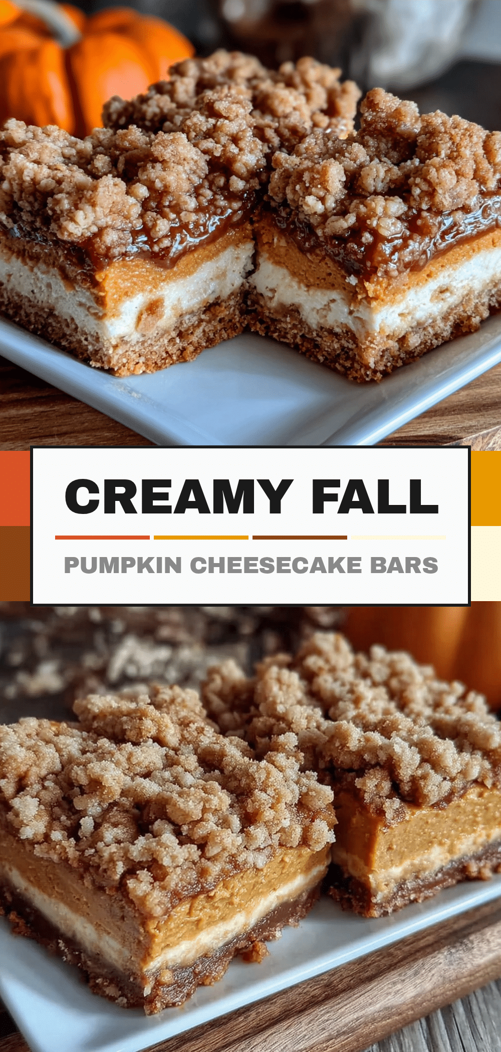 Creamy Fall Pumpkin Cheesecake Bars with Streusel Topping 5 pumpkin cheesecake bars recipe