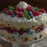 red white and blue berry trifle - featured image