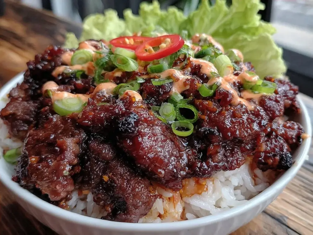 smoked korean beef bowls - featured image