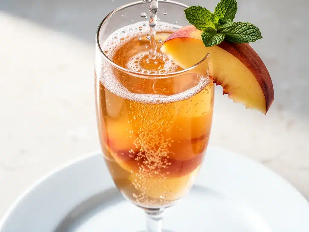 Sparkling Peach Bellini Punch: Easy Labor Day Cocktail 4 Sparkling Peach Bellini Punch preparation steps